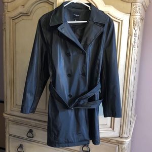 Black vinyl rain coat